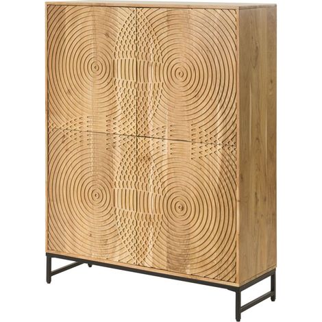 Credenza in legno di acacia 115x40x145 laccato naturale MARRAKESCH 100 (1/4)
