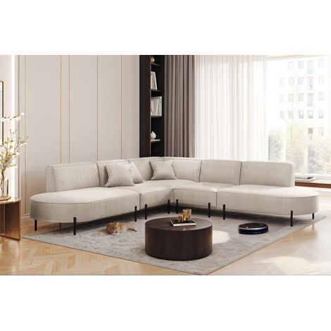 Ecksofa Designersofa VALENCIA Stoff Scala Sand Universal (1/2)