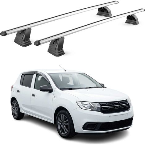 OMAC Barres de toit transversales en aluminium pour Dacia Sandero II 2012-2020 – TÜV / DIN 75302:2019 – Antivol inclus – Charge max 75 kg – 2 barres – Gris (1/4)