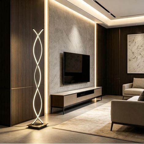 Lampe LED sur pied 35x20x140 cm en aluminium et acrylique noir, décorative pour salon – MEUBLIV (1/5)