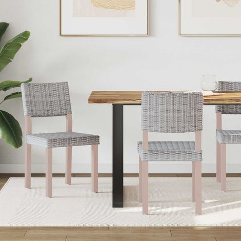 vidaXL Sedia da pranzo 2 pcs Rattan Kubu Bianco Lavato 46 x 55 x