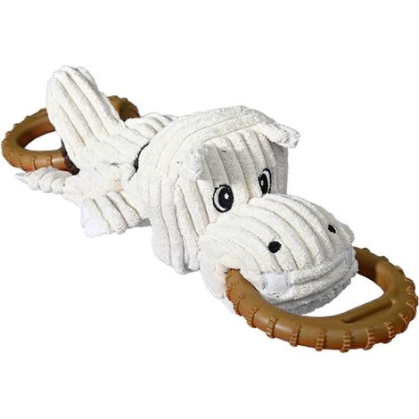 Double Ring Hippo Jouet pour chien – Peluche et Tug-of-War – pour petits to moyens chiens dentition et lutte contre l'ennui (1/5)