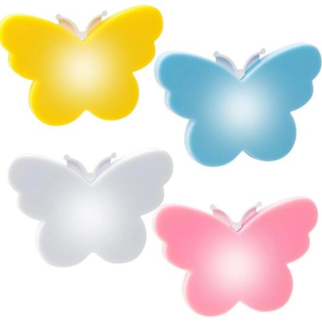 APEX 4Pcs Veilleuse Prise Electrique,Veilleuse LED avec Capteur de Crépuscule,Veilleuses Enfant Papillon,Veilleuses pour Chambre,Cuisine (1/5)