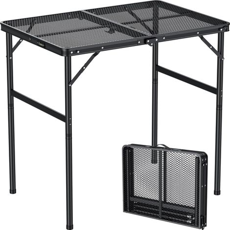 Table de barbecue pliante, hauteur réglable jusqu'à 74,9 cm, table de camping robuste, résistante à la chaleur, table portable légère avec poignée, pour cuisine, barbecue, pique-nique, voyage (1/5)