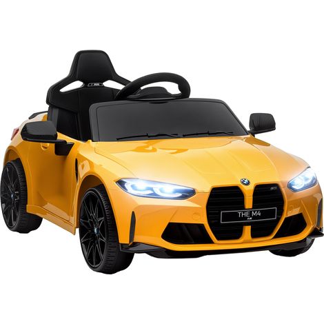 AIYAPLAY Kinder Elektroauto 12V Kinderauto mit 2,4 GHz Fernbedienung, 2 Motor, Kinderfahrzeug mit Hupe, LED, Musik, Sanftstart, Elektrofahrzeug mit Hilfsrad, für 3-5 Jahre Kinder, Gelb