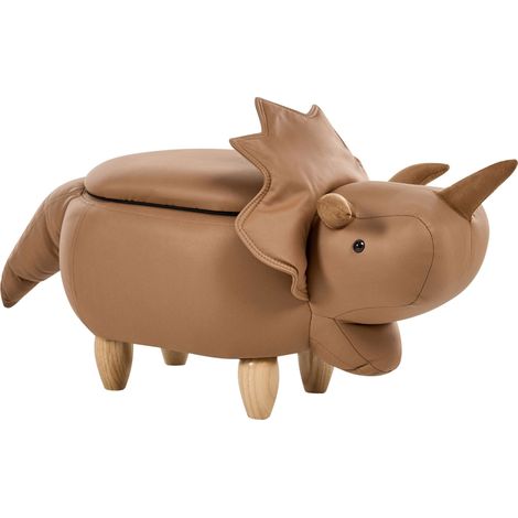 Pouf Animaletto Forma di Triceratopo Tessuto marrone triceratops