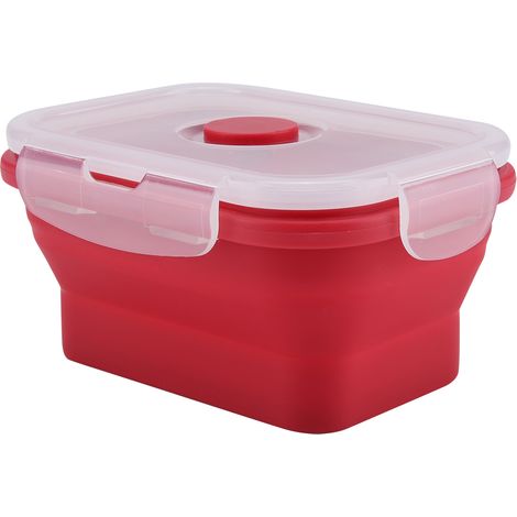 Boîte à bento rectangulaire en silicone de 350 ml, pliable, pour micro-ondes (rouge)