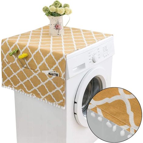 Housse anti-poussière pour réfrigérateur, housse multi-usage en coton et lin pour machine à laver, avec si (1/5)