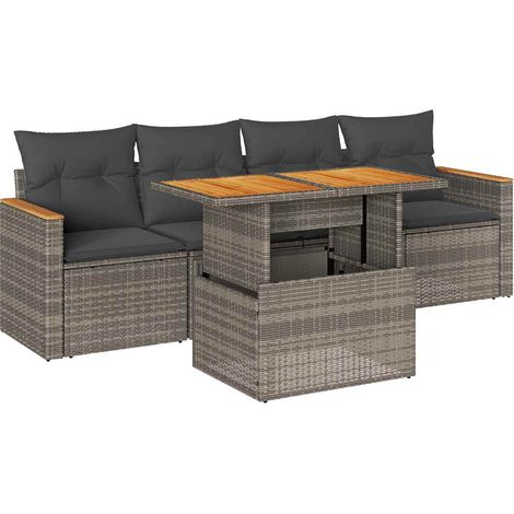 Maison Exclusive - Set sofás jardín y cojines 5 pzas ratán sintét (1/5)