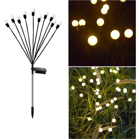 Lampes solaires d'extérieur, 2 pièces 10 LED, lumières lucioles solaires pour jardin, balcon, lumière solaire extérieure, décoration de jardin, étanche IP65 (1/4)