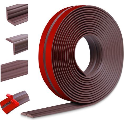 Zierleiste, selbstklebende Wandleiste, Eckenschutz, PVC-Eckleiste, flexible Sockelleiste für Wände und Böden, Kantenschutz (20 mm x 3 m, Braun) (1/5)