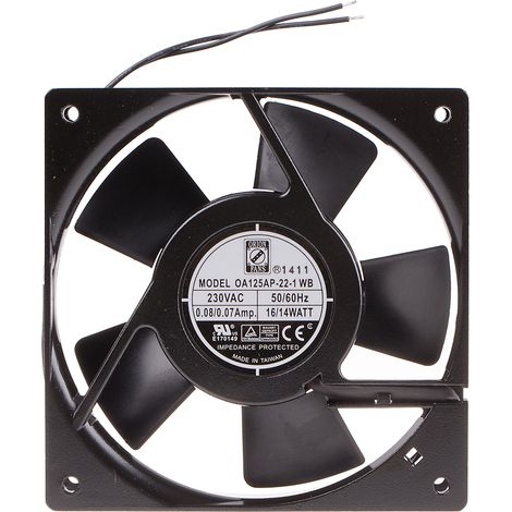 Ventilateur axial RS PRO 230 V c.a., 127.4m³/h, 120 x 120 x 25mm, 14W ( Prix pour 1 ) (1/2)
