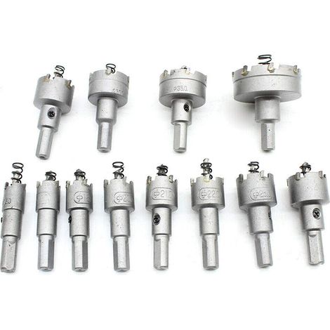 Lochsäge Set 12 Stück Bohrer löcher HSS Metall Lochbohrer Lochsäge Kronenbohrer Bohrkrone Spiral für Holz Kunststoffplatte Trockenbau Pvc hohlwanddosen Aluminium und Schreibtisch