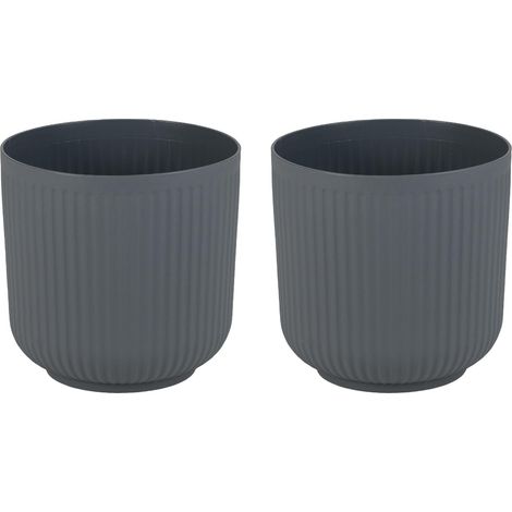 GOPLUS 2PCS Pot de Fleur Exterieur Rond φ32 CM, Cache Pot Plante Interieur en Plastique Auto-Arrosants avec 3 Trous de Drainage et Godet Amovible, Jardinière Décoratif pour Porche, Jardin et Salon