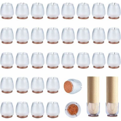 12-16mm Protection pour Meubles, 80 Pièces Silicone Transparent Embout de Chaise pour Les Jambes Rondes de Chaise (1/5)