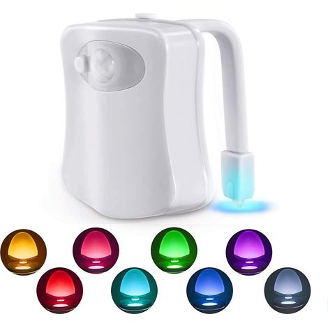 Veilleuse de toilette, veilleuse LED à détecteur de mouvement Veilleuse de toilette, adaptée aux toilettes Veilleuse de toilette LED à détecteur de mouvement et à changement de couleur (1/5)