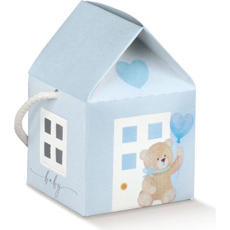 Scotton Casetta con Cordino Little Bear 55 x 55 x 50 Mm Azzurro 10 Pz