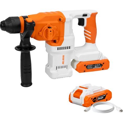 Marteau perforateur sans fil 20V - Moteur brushless, mandrin SDS Plus, perçage, percussion, burinage, vitesse variable, LED, 3 forets 8/10/12 mm - Avec Batterie - Ruris (1/5)
