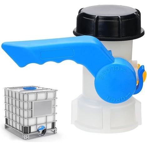 Válvula para tanque de plástico de 1000 litros, adaptador IBC de 60 mm S60x6, adaptador universal para tanques de 1000 litros.