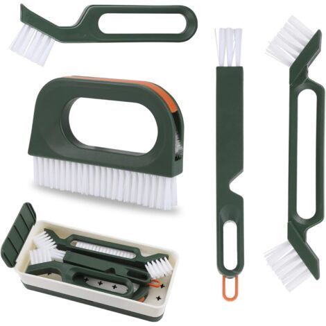 QORVA-5 en 1 Brosse de Nettoyeur de Crevasse à Main, Brosses Joints Brosse d'angle, Brosse de Nettoyage Rainure Fenetre Vitres, Brosse Nettoyage Salle de Bain, Outil de Brosse à Récurer d'angle