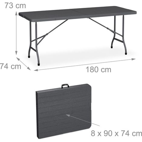 Tavolo da giardino pieghevole 73 x 180 x 74 cm 8 persone facile da trasportare stile moderno in plastica nera 130015791