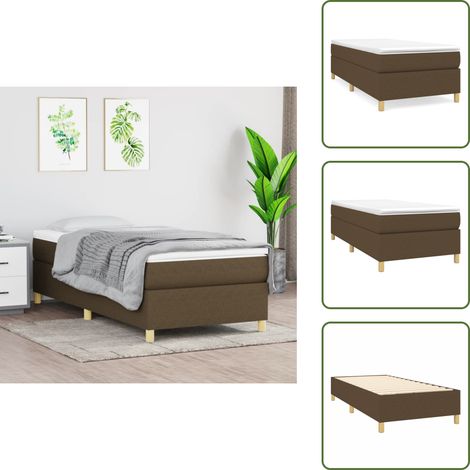 The Living Store Struttura Letto a Rete a Molle Marrone Scuro 80x200 cm Tessuto - Struttura letto