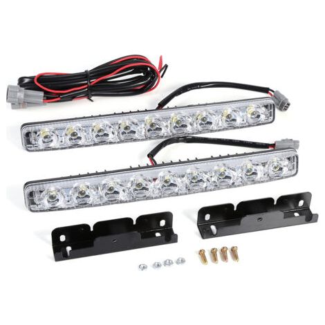 VtiziklBande LED diurne 9-LED 12V – Feux de jour étanches en aluminium – Lumière blanche 6000K – Installation facile sans modification