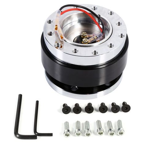 Adaptateur universel de moyeu à dégagement rapide pour volant, boule de boulon à 6 trous, Kit de patron à clipser noir (1/3)