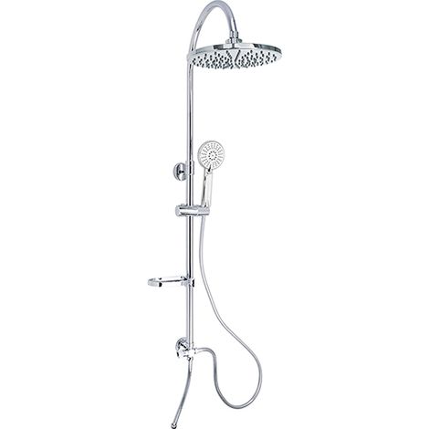 Edouard Rousseau – Colonne de douche hydromassante avec pomme de tête Ø 200 mm – Douchette à main 3 jets – Installation sans robinetterie intégrée (1/6)