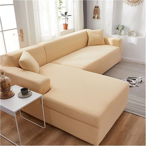Housse de canapé d'angle en forme de L avec élastique pour canapés 1/2/3/4 places (les canapés d'angle en forme de L nécessitent deux housses) (Couleur : M, Taille : 2 places (145-185 cm))