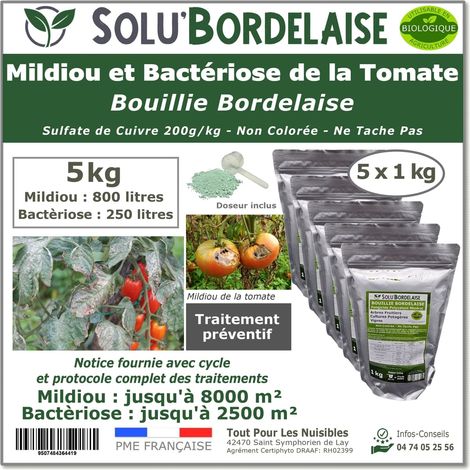 Bouillie Bordelaise Non Colorée spécial Mildiou et Bactériose de la Tomate, SOLU'BORDELAISE - Sachet de 5kg (1/5)