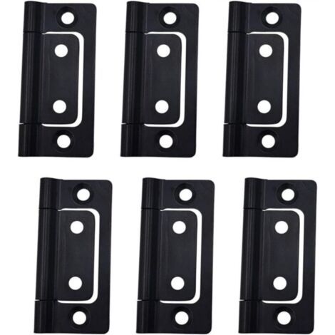 Charnières pliantes 51 x 25 mm, 6 pièces, pour portes encastrées, silencieuses, noires, pour portes, fenêtres et armoires