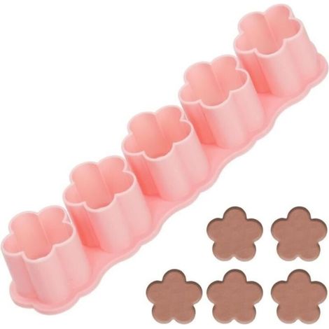 Cookie Cutters, Mini Plastic Cookie Cutters, Stamp-Style Cookie Cutters for Baking Chocolate, Including 5 Cavities (Flower Shape)