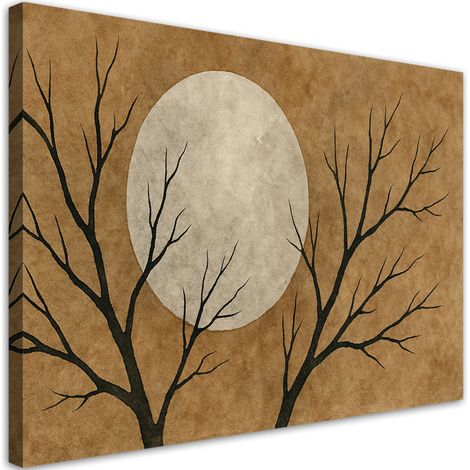Quadro su tela, Luna Alberi Minimalismo Beige - 120x80 (1/3)