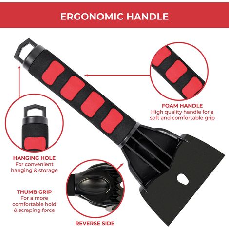 Set di 2 raschietti per parabrezza auto - Raschietto per ghiaccio auto lungo 24 cm, antigraffio, resistente - Raschietto per parabrezza auto con impugnatura ergonomica, raschietto per finestrini auto (1/4)