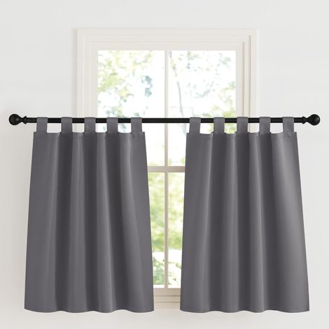 Rideau Court Gris Occultant Thermique Intérieur avec Pattes (1/5)