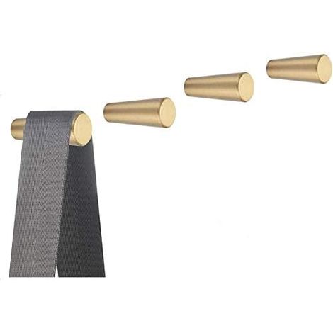 Crochets Mural en Laiton Brossé, 45 mm x 15 mm, Crochets Porte-serviettes Manteau Dorés pour Salle de Bain, Porte-patères, Cintres Serviette (Conique 4 PCS)