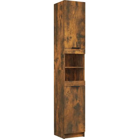 Maison Exclusive - Badschrank Räuchereiche 32x34x188,5 cm Holzwer (1/5)