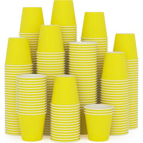 Lot de 300 petites tasses en papier de 3 oz, tasses de salle de bain jaunes jetables, tasses pour bain de bouche, tasses à café (1/4)