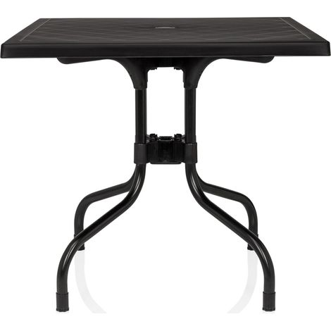 Table de jardin / Table d’extérieur Travano T1 carrée plastique noir hjh LIVING (1/5)