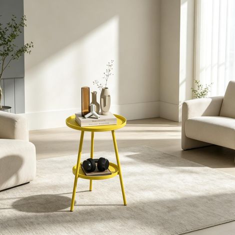 Table d'appoint moderne, table de chevet, table d'appoint ronde, table basse élégante, support pour plantes, pour salon, chambre ou balcon (1/5)