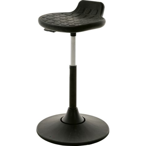 STIER Tabouret pivotant multi-mouvements siège PU noir 490-680mm inclinaison 12° support lombaire (1/4)