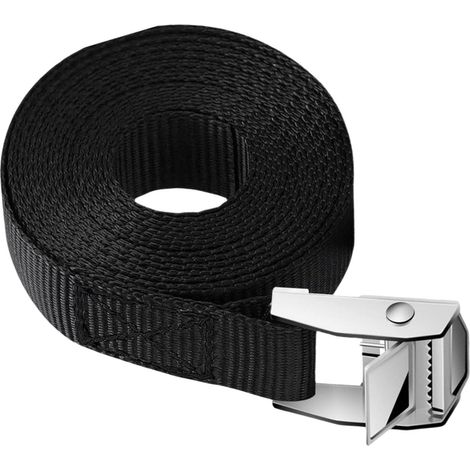 Sangles d'arrimage 5m avec boucle à cliquet, 25mm de large, pour moto, bagages, camping