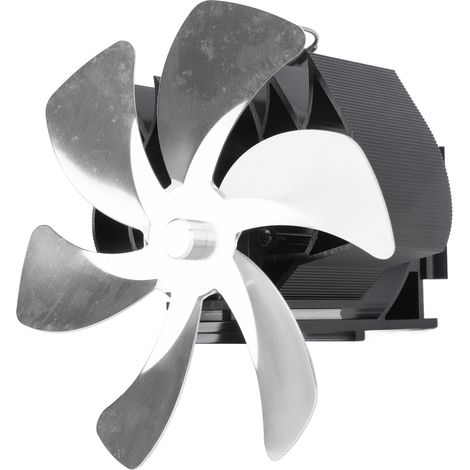 Ventilateur de poêle à bois à 6 pales, alimenté par la chaleur, silencieux, à suspendre au conduit de cheminée, écologique, fixation murale argentée (1/5)