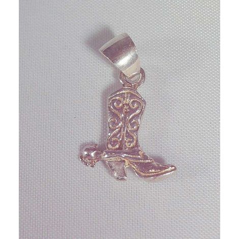 Handgefertigter Westernstiefel-Anhänger aus Sterlingsilber komplett mit kostenlosem Halsband