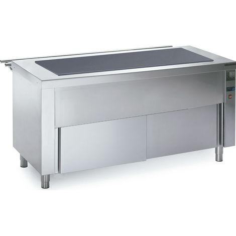 Self Plaque Chauffante en Verre Trempé en Inox avec Réserve Chauffante - Capacité GN de 3 à 4 - Distform