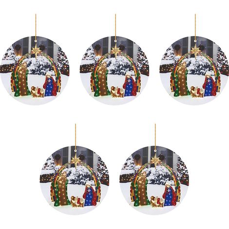 Weihnachtsdekoration: Krippe aus Holz zum Aufhängen am Baum, Schmuck für Weihnachten und Hochzeiten. (1/5)