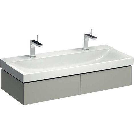 Meuble bas pour lavabo Geberit Xeno²,avec deux tiroirs: Largeur 117.4cm, Hauteur 22cm, Profondeur 46.2cm, Greige / Laqué mat