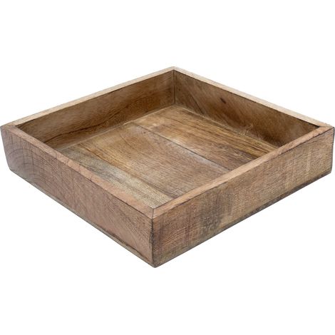 Mango Servier Tablett quadratisch - 25 cm - Deko Holz Schale eckig - Dekotablett Serviertablett Kerzentablett Dekoschale Servierschale Kerzenschale