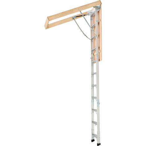 Mophorn Bodenleiter mit 170 kg Tragkraft, höhenverstellbar von 3 bis 3,13 m, klappbare Dachbodentreppe aus Aluminium, geeignet für Dachbodenzugänge und obere Balkone